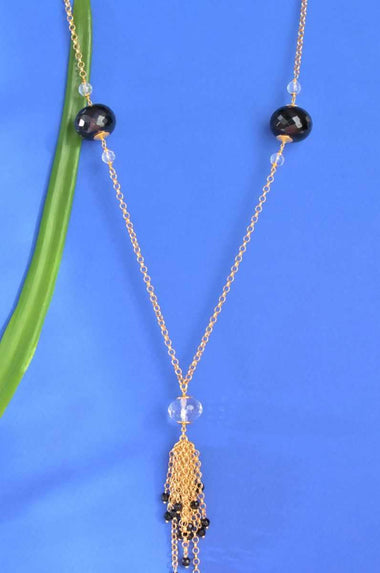 Collana Sautoir con onice e cristallo di rocca