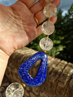 Collana con cristallo di rocca e lapislazzuli dipinto oro 24 kt