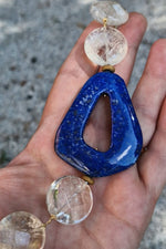 Collana con cristallo di rocca e lapislazzuli dipinto oro 24 kt