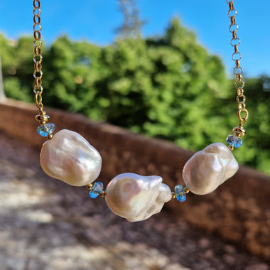 Collana topazio e perle barocche