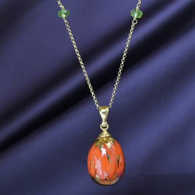 Collana in argento con il pendente in ceramica dipinta oro 24k
