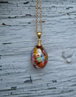 Collana in argento con pendente in ceramica dipinta oro 24k