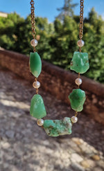 Collana in argento con crisoprasio e perle