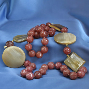 Collana lunga con agata e corno