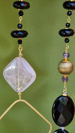 Collana lunga con ametista e onice