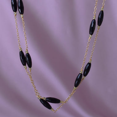 Collana lunga con onice e peridoto
