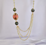 Collana multifilo con ceramica dipinta oro 24k, prehnite e diaspro