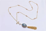 Collana sautoir con perle e ceramica dipinta oro 24k