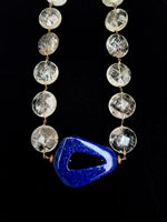 Collana con cristallo di rocca e lapislazzuli dipinto oro 24 kt