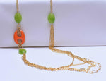 Collana lunga multifilo in argento 925 placcato oro 18k con giada e ceramica dipinta a mano oro 24k dedicato agli amanti dei gioielli Flapper