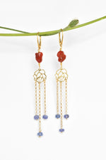 Orecchini con corallo e tanzanite