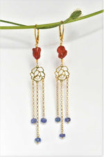Orecchini con corallo e tanzanite