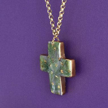 Girocollo con pendente in ceramica dipinta a mano con oro 24k