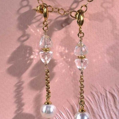 Orecchini con perle e cristallo di rocca
