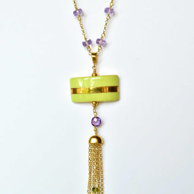Collana con ametista ceramica e peridoto