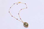 Collana con rubini e ceramica dipinta a mano oro 24k