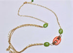 Collana lunga multifilo in argento 925 placcato oro 18k con giada e ceramica dipinta a mano oro 24k dedicato agli amanti dei gioielli Flapper