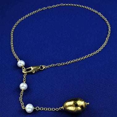 Collana a Y in argento placcato con pendente in ceramica dipinta oro 24k e perle