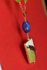 Collana con pendente in ceramica dipinto oro 24k e giada