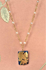 Girocollo donna perle agata e foglia oro 24k