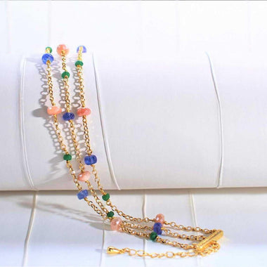 Bracciale con smeraldo, topazio e pietra di luna