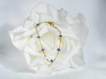Bracciale donna in argento 925 placcato oro 18k con tanzanite e perla