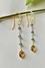Orecchini con tanzanite e cristallo di rocca