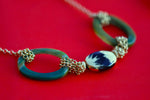 Girocollo con onice dipinto a mano con oro 24k e agata