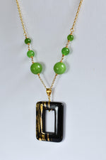 Girocollo con onice dipinto oro 24k e giada