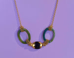 Girocollo con onice dipinto a mano con oro 24k e agata