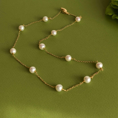 Collana donna in argento placcato oro 18k e perle