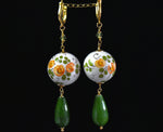 Orecchini argento 925 in maiolica con giada e peridoto