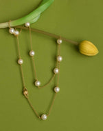 Collana donna in argento placcato oro 18k e perle