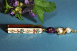 Collana choker in argento con ceramica dipinta a mano oro 24k rubino e perle