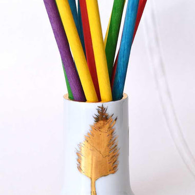Portacandele in ceramica dipinta oro zecchino