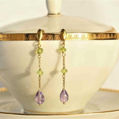 Orecchini con peridoto e ametista