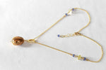 Collana trasformabile, tanzanite, quarzo e ceramica dipinta oro 24k