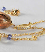 Collana trasformabile, tanzanite, quarzo e ceramica dipinta oro 24k