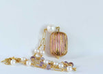 Collana con ametista, perle e ceramica dipinta oro 24k