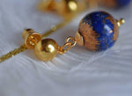 Orecchini donna pendenti con lapislazzuli dipinto con oro 24k