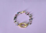 Bracciale donna multifilo con tormalina e ceramica dipinta oro 24k