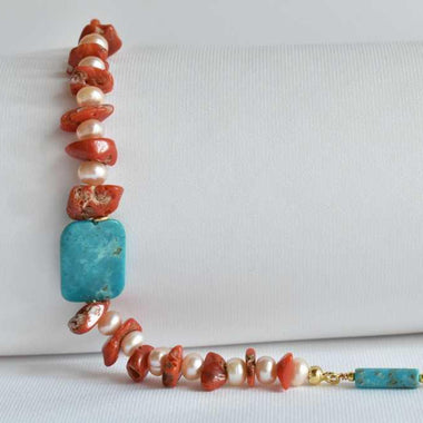 Bracciale di corallo perle e turchese