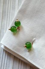 Gemelli in argento 925 e agata verde