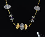 Collana in argento con quarzo rosa, ametista e cristallo di rocca