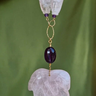 Girocollo con quarzo rosa e ametista