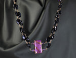 Girocollo in argento 925 con pendente in ceramica con oro 24k, ametista e onice