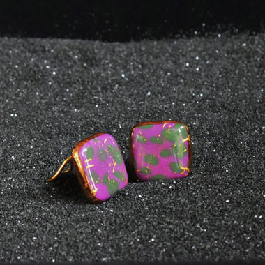 Orecchini a clip di ceramica dipinta oro 24k