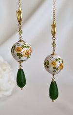 Orecchini argento 925 in maiolica con giada e peridoto