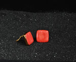 Orecchini bottone a clip con ceramica dipinta oro 24k