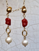 Orecchini in argento 925 con perle e corallo